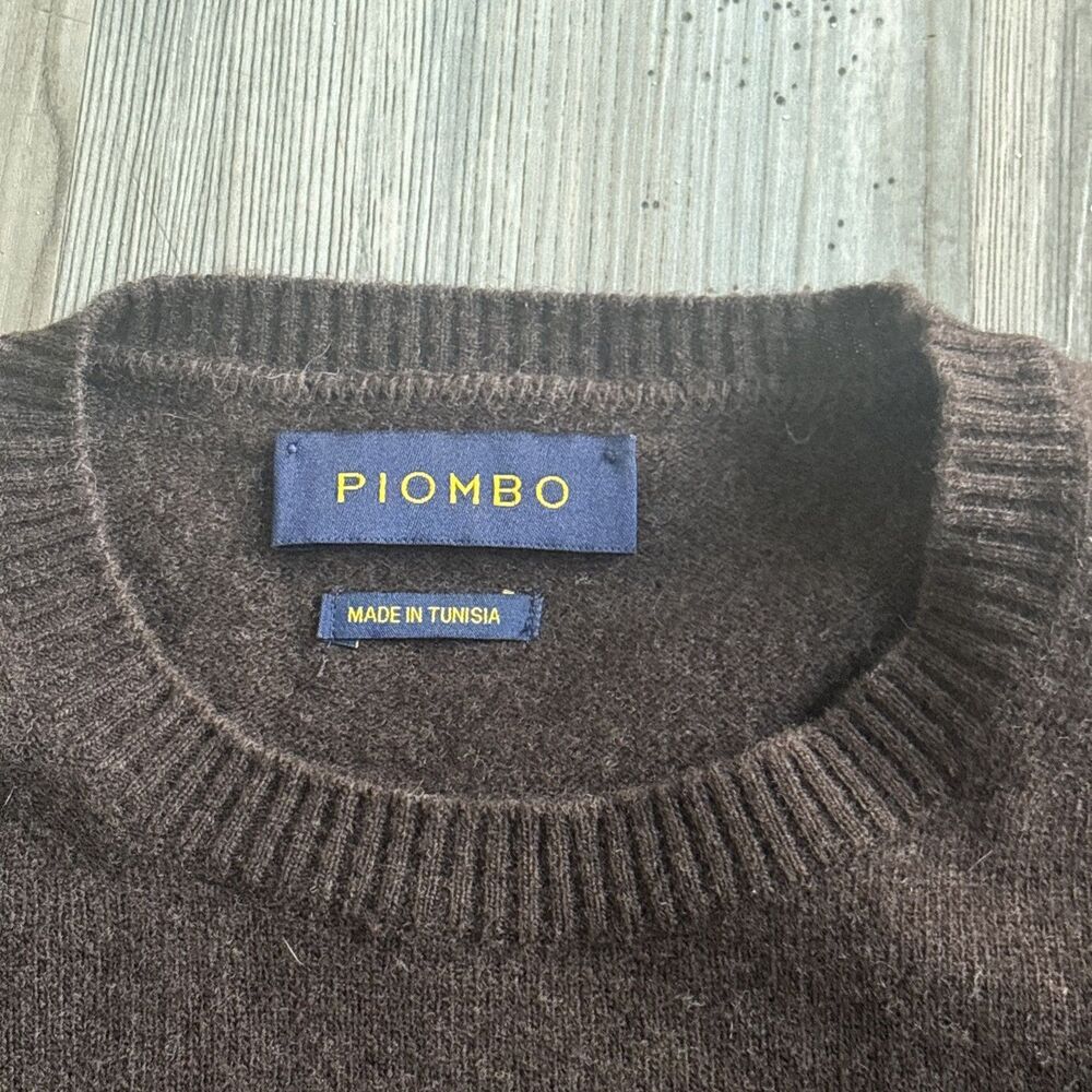 PIOMBO Brown Men' s Sweater 100% Lambs Wool Crewneck Sweater Rich Preppy Size XL